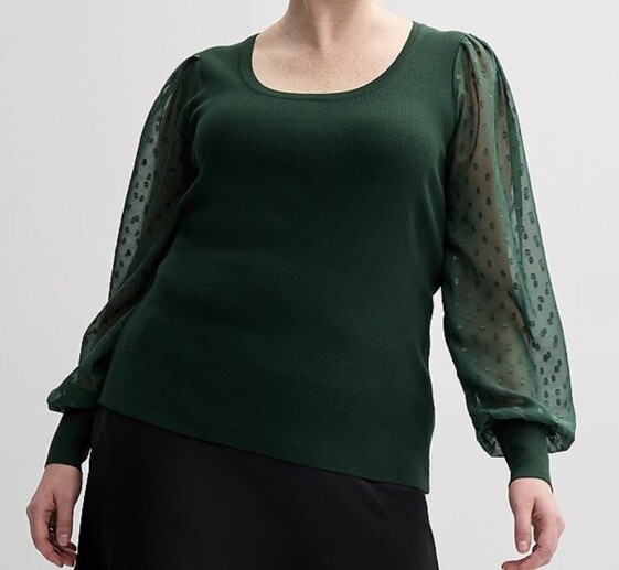 Catherines Sweater Woven Women Pullover Scoopneck Cotton Long Sleeve Size 3X