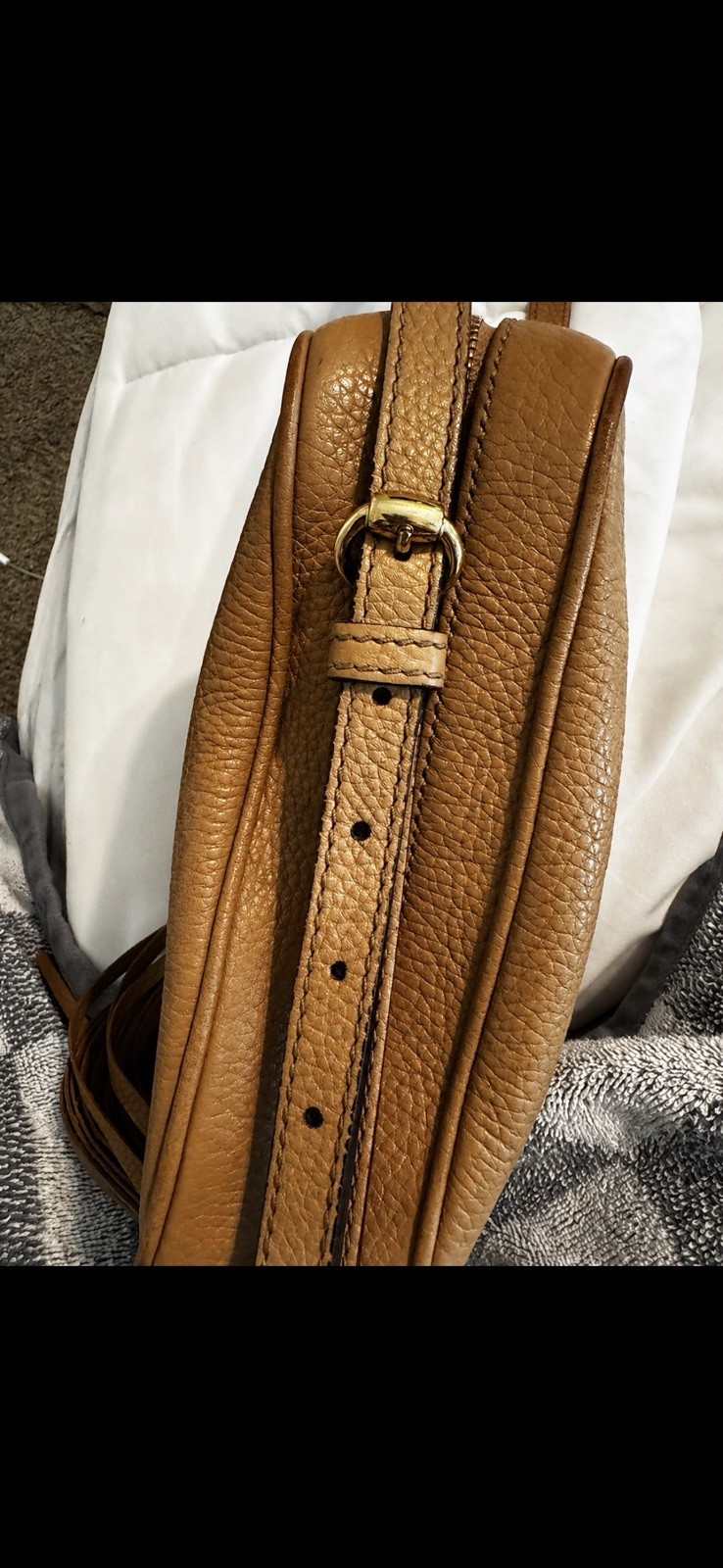 Gucci Small Brown Crossbody Bag GG Logo Tassel Zip Adjustable Detachable Strap