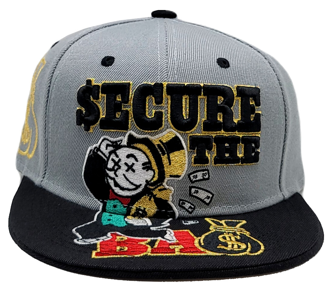 Secure the Money Penny Bag New Uncle Leader Rich Monopoly Era Snapback Hat Cap