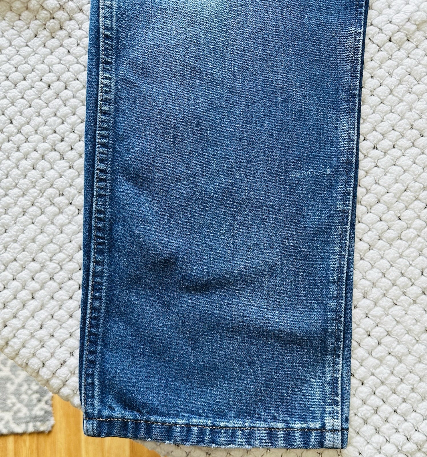 Wrangler 47MWZ Mens 38×30 Distressed Regular Fit Cowboy Denim Blue Jeans