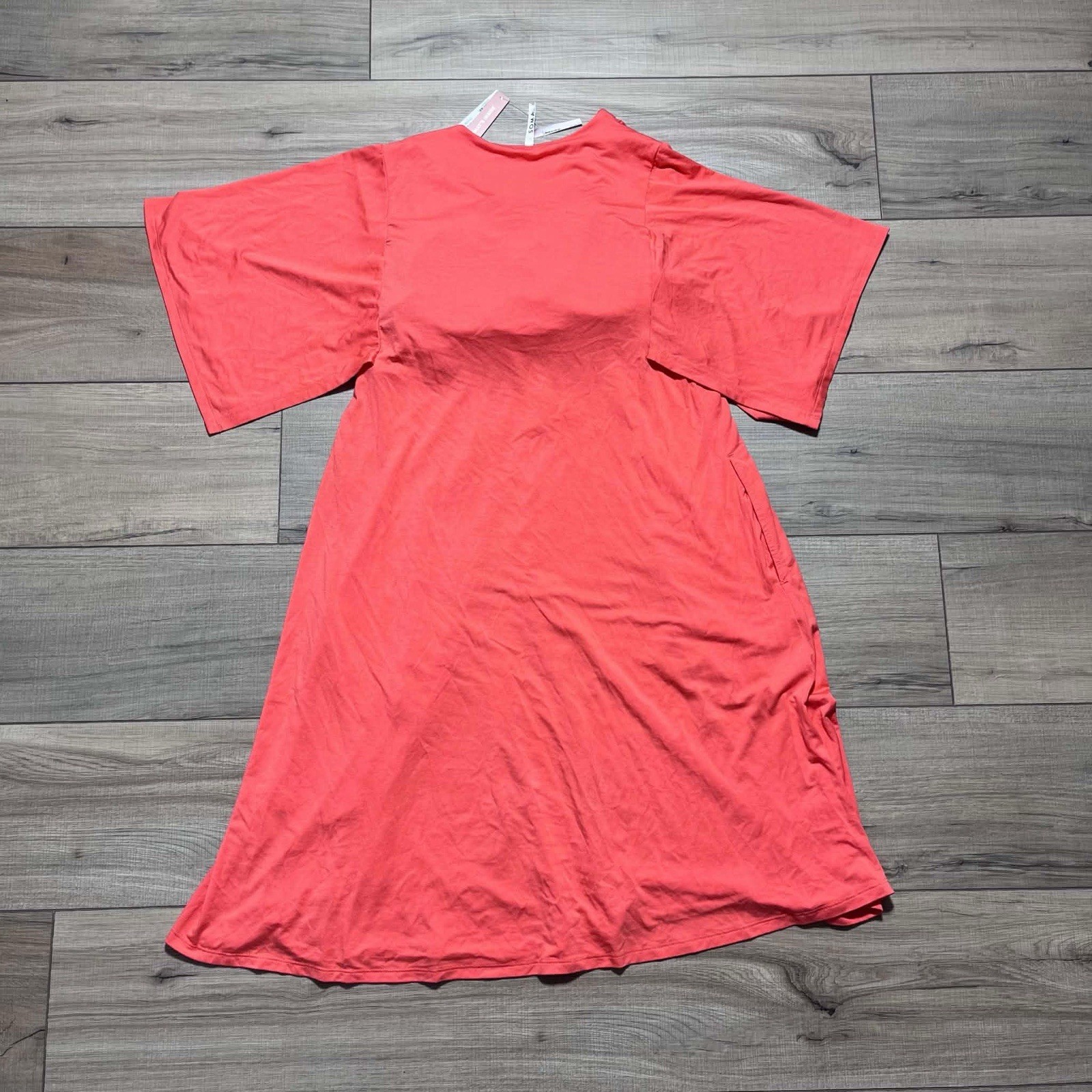 SOMA Womens Soft Jersey Caftan Padded Short Bra Dress Size XS Vivid Coral
