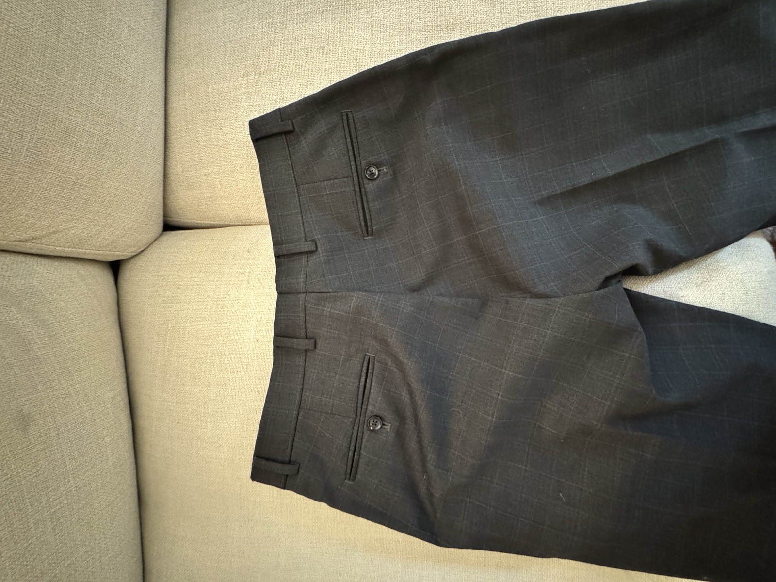 Tommy Hilfiger Men’s Dark Gray Check Slim Fit TH Flex Full Suit 40L / 32×32