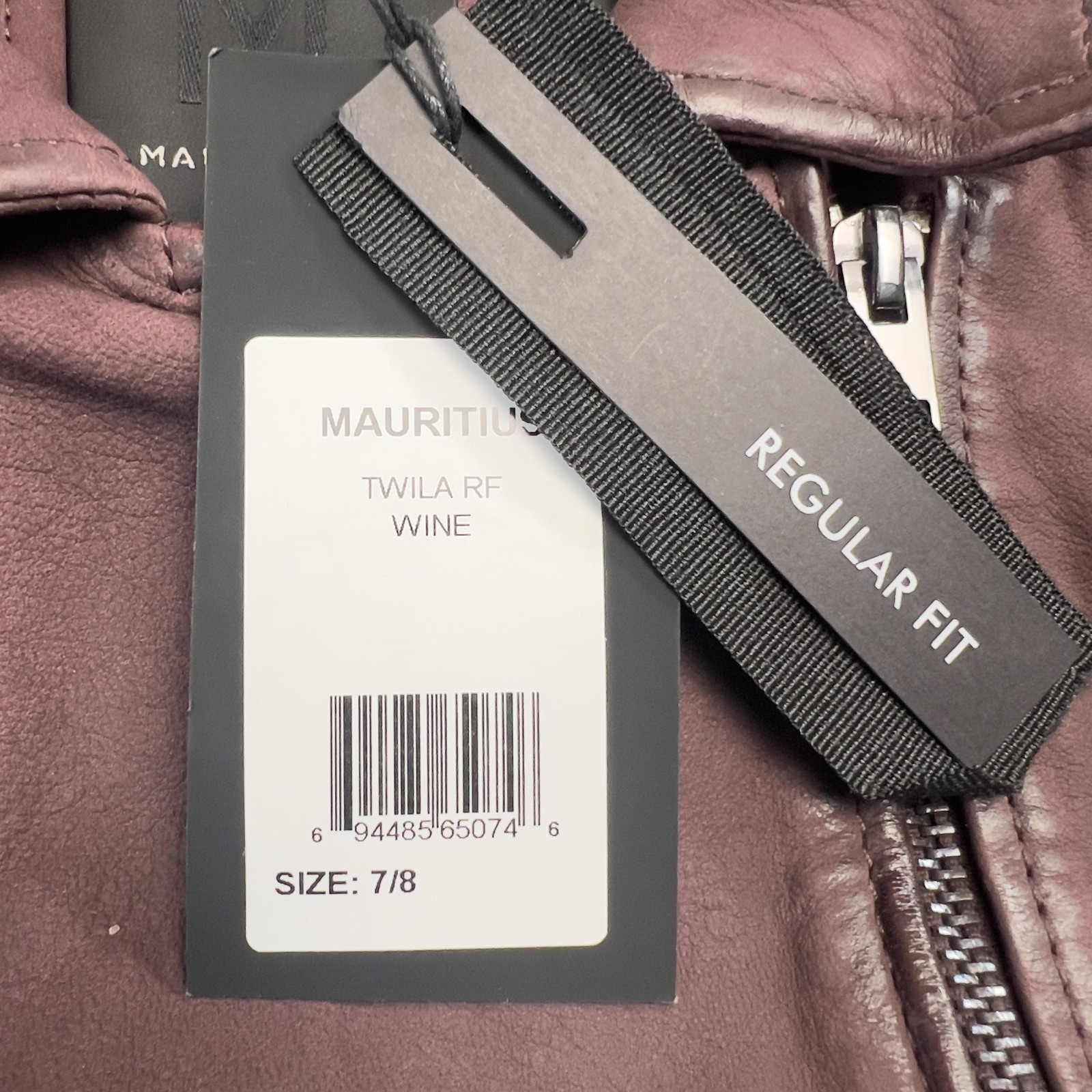 Mauritius Twila RF Leather Jacket Womens 7/8 Wine Red Moto Zip Lined Biker
