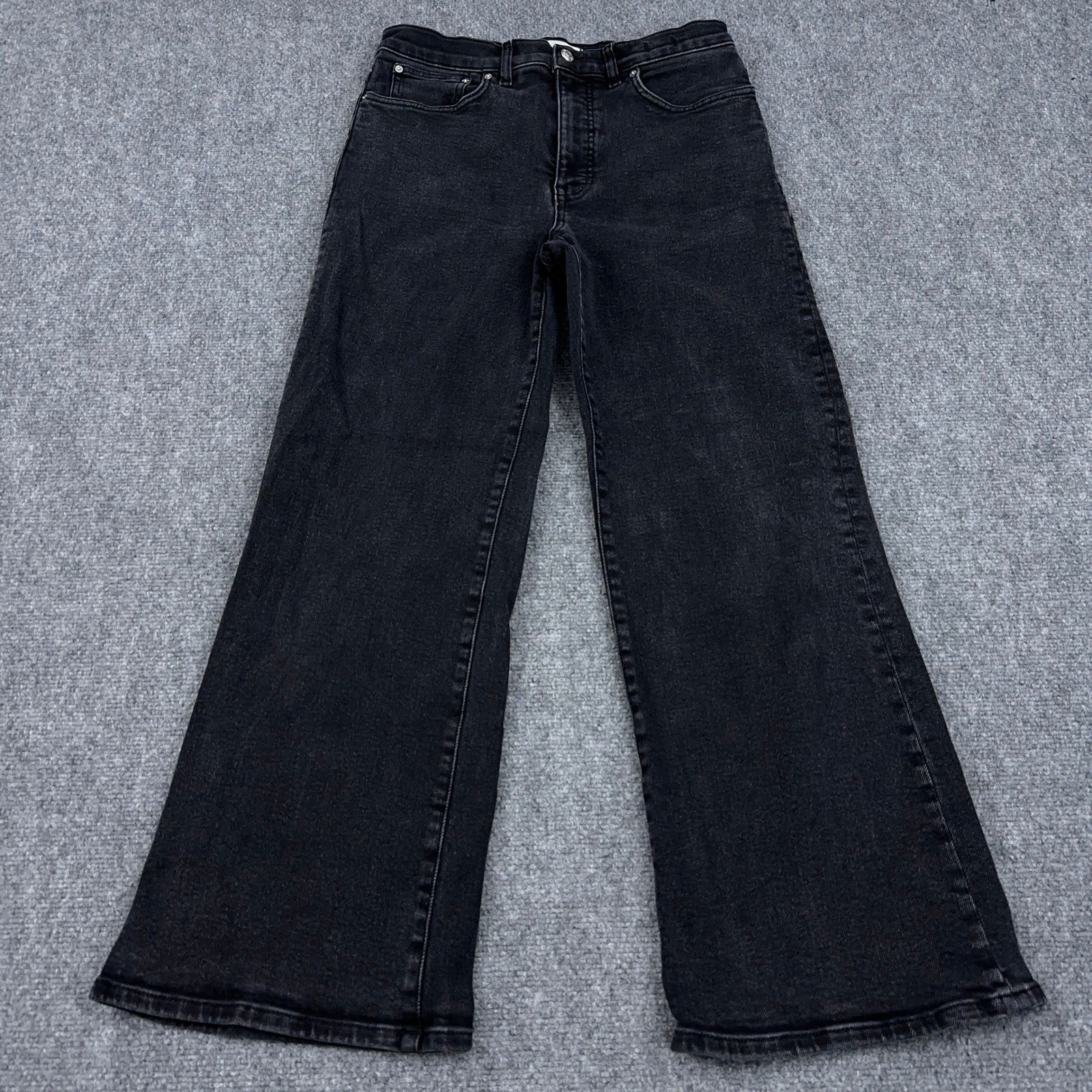 Madewell The Wide-Leg Jean in Super Stretch Women 30 Black Frost High Rise NW262