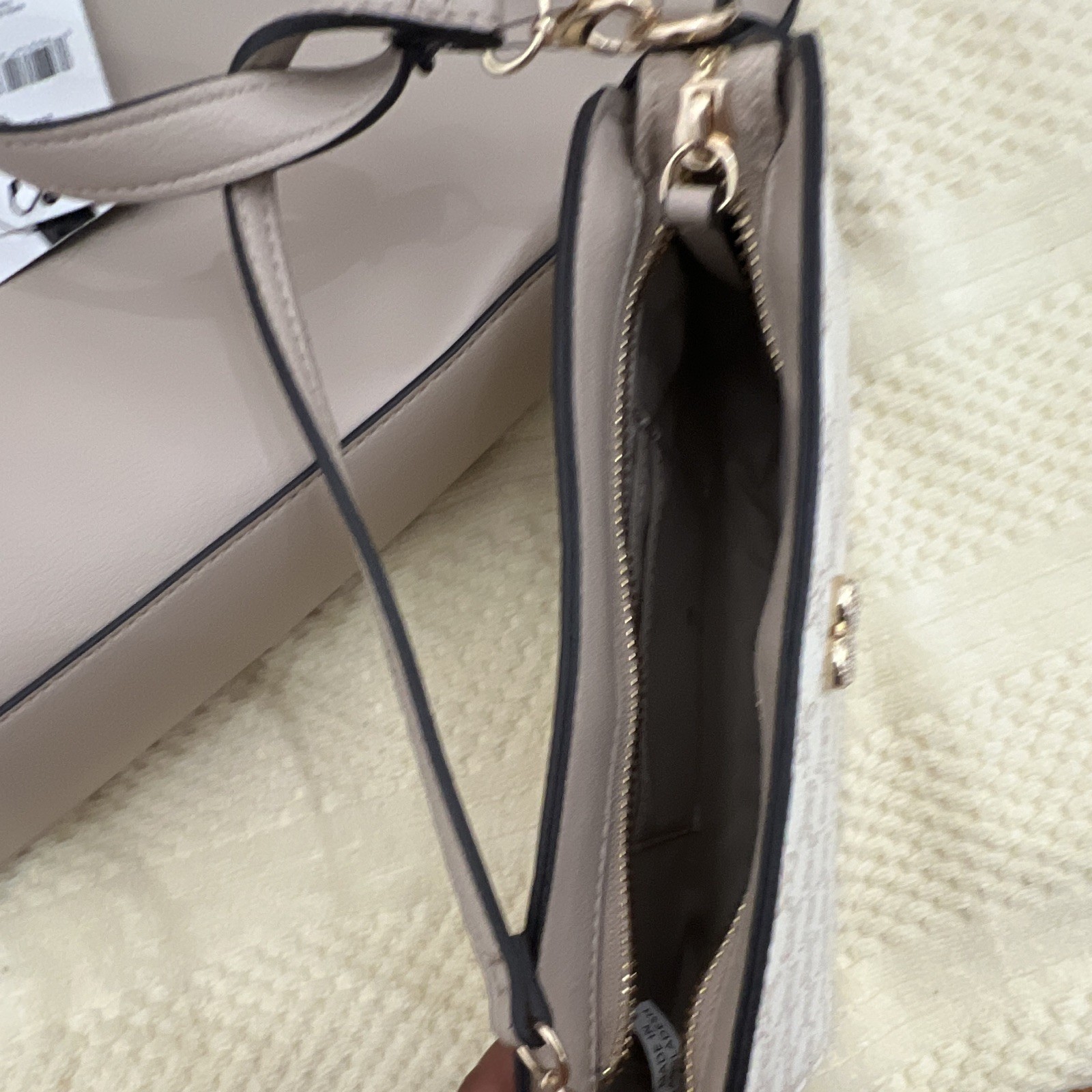Nine West 2-in-1 Large Beige Tote Zip Closure Removable Pouch Detachable Strap