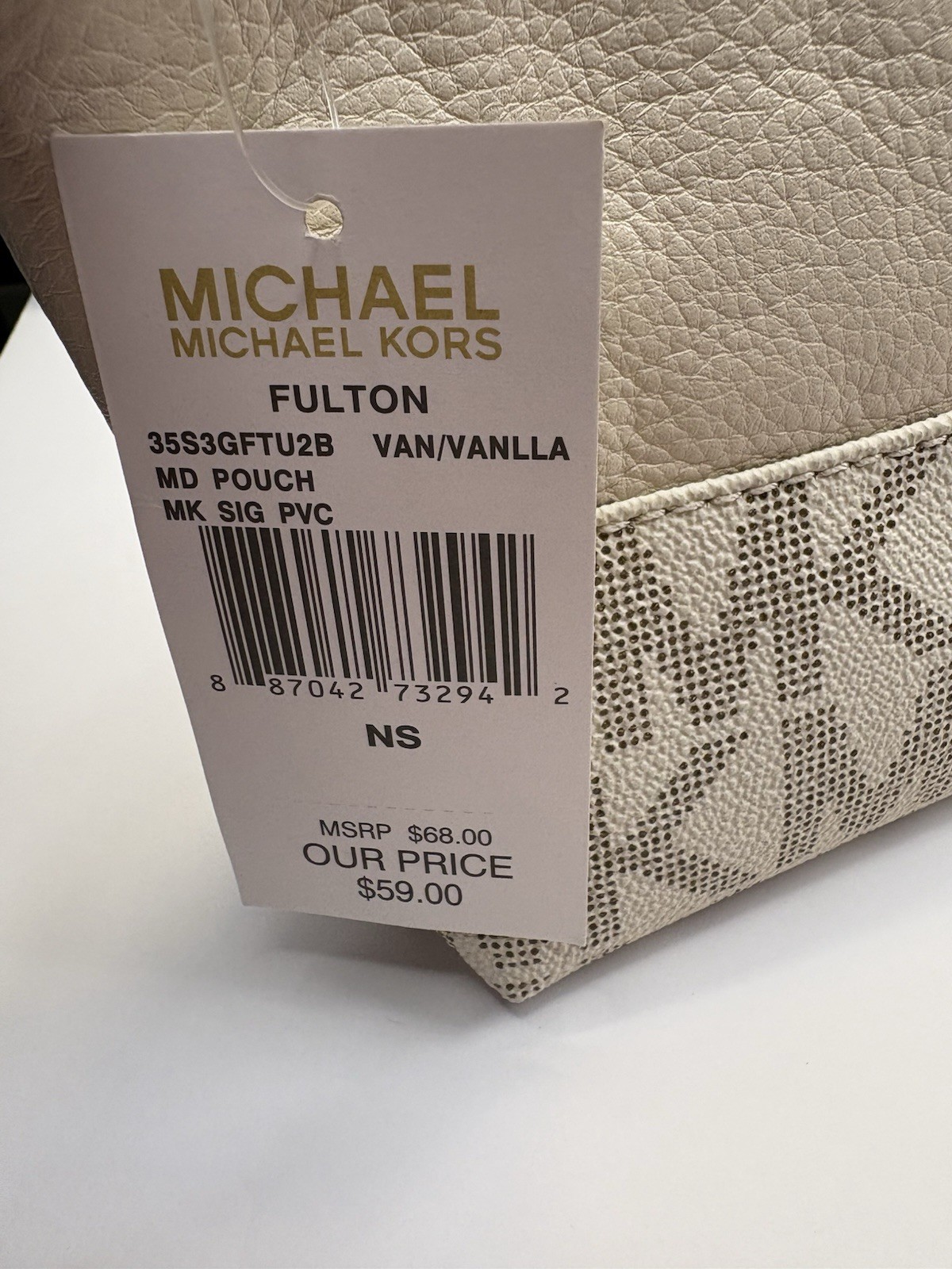 Michael Kors Fulton Wristlet Pouch NWT Vanilla Cream Logo Zip Clutch Bag