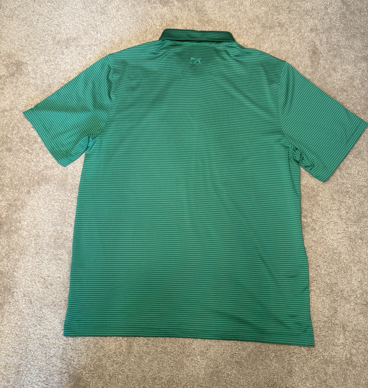Cutter & Buck Augusta Masters Logo Golf Polo Green/White Striped Stretch L