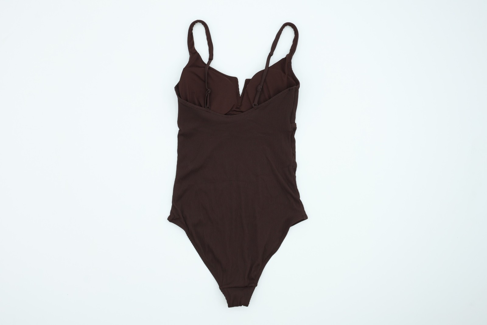 Marks & Spencer Women’s Swimsuit Size 12 Peat Ribbed Adjustable Strap V-Neck New