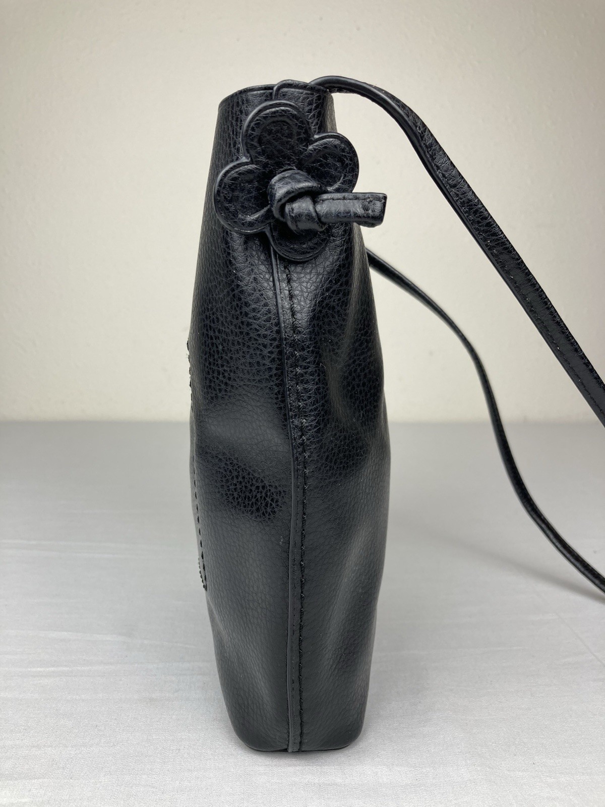 AUTHENTIC COACH LEATHER DERBY CROSSBODY FLOWER BAG BLACK F58661 VGC!