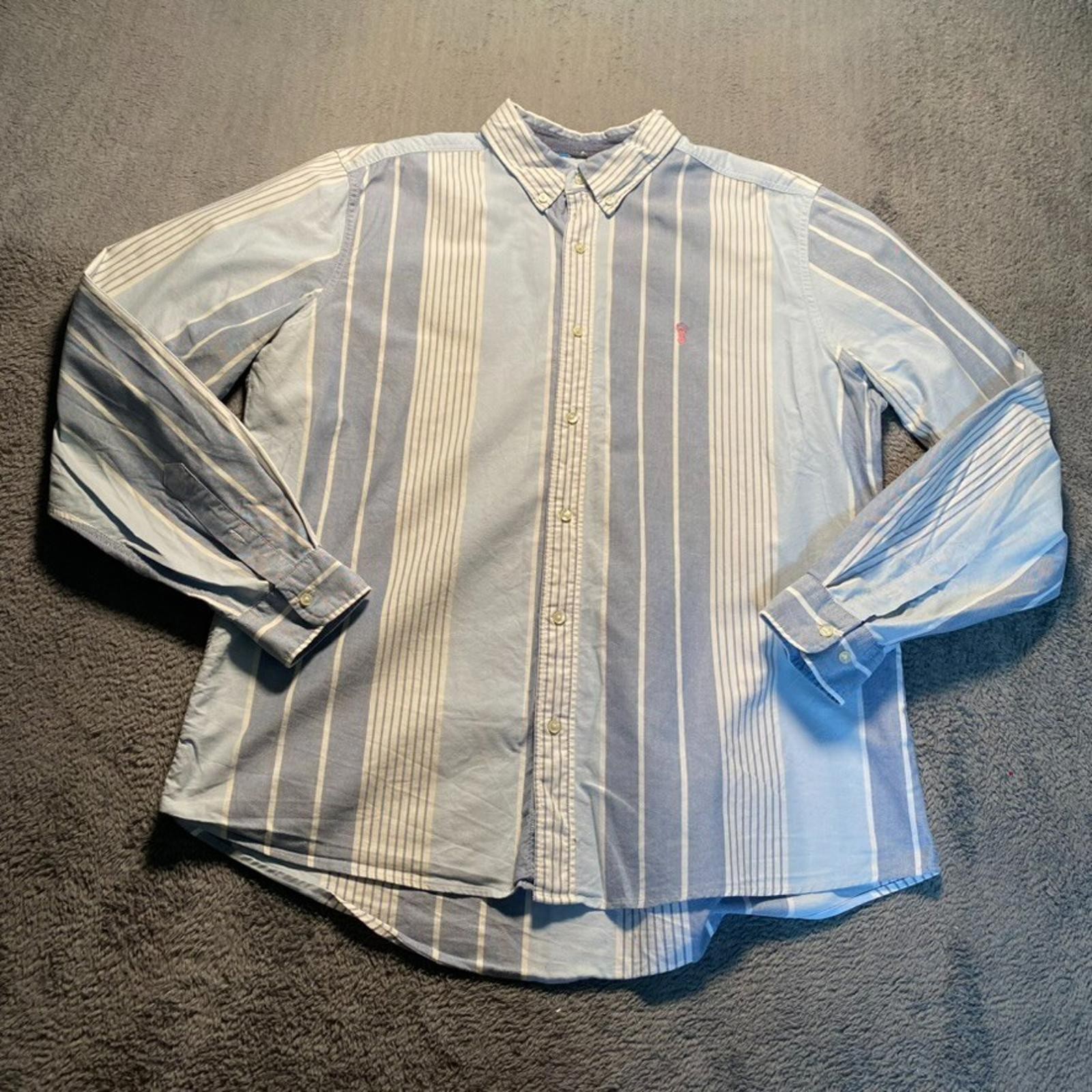 Next Shirt Mens XL Blue Long Sleeve Striped 24in Pit to Pit