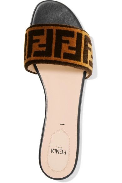 Fendi Velvet FF Slides Size 39