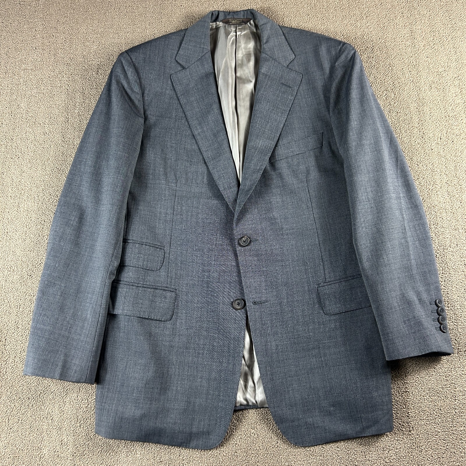 Paul Stuart Men’s Hacking Jacket Sport Coat Blazer Gray Nailhead Size 41R *Read*