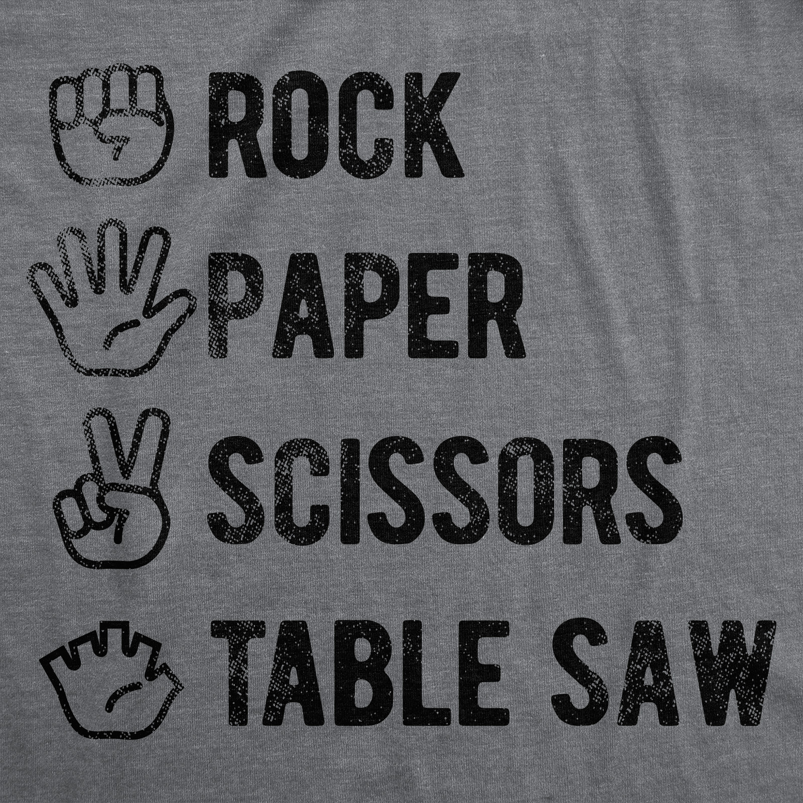 Mens Funny T Shirts Rock Paper Scissors Table Saw Sarcastic Novelty Tee for Men