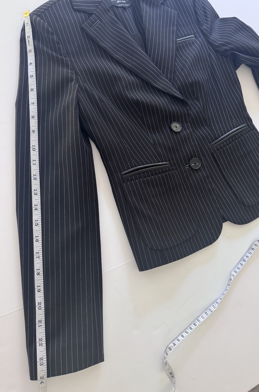 Vintage Rock & Republic Wool Silk Pinstripe Fitted Blazer 00P Y2K Rocker Chic