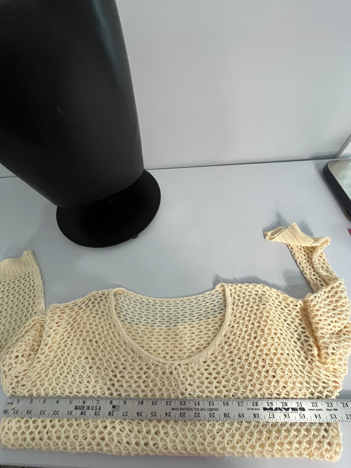 Open Weave Boho Crochet Knit Loose Knit Layering Top Cover Up Size M Ivory