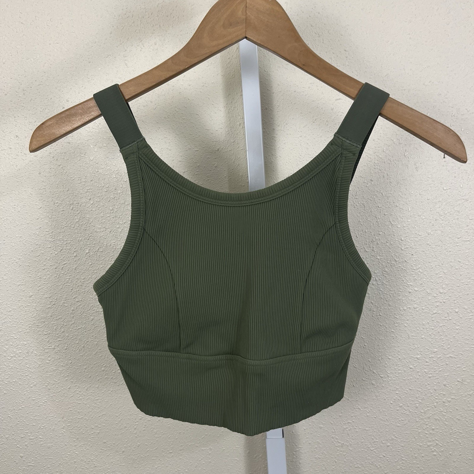 Aerie OFFLINE Ribbed Workout Set Medium Olive Green Longline Bra Leggings