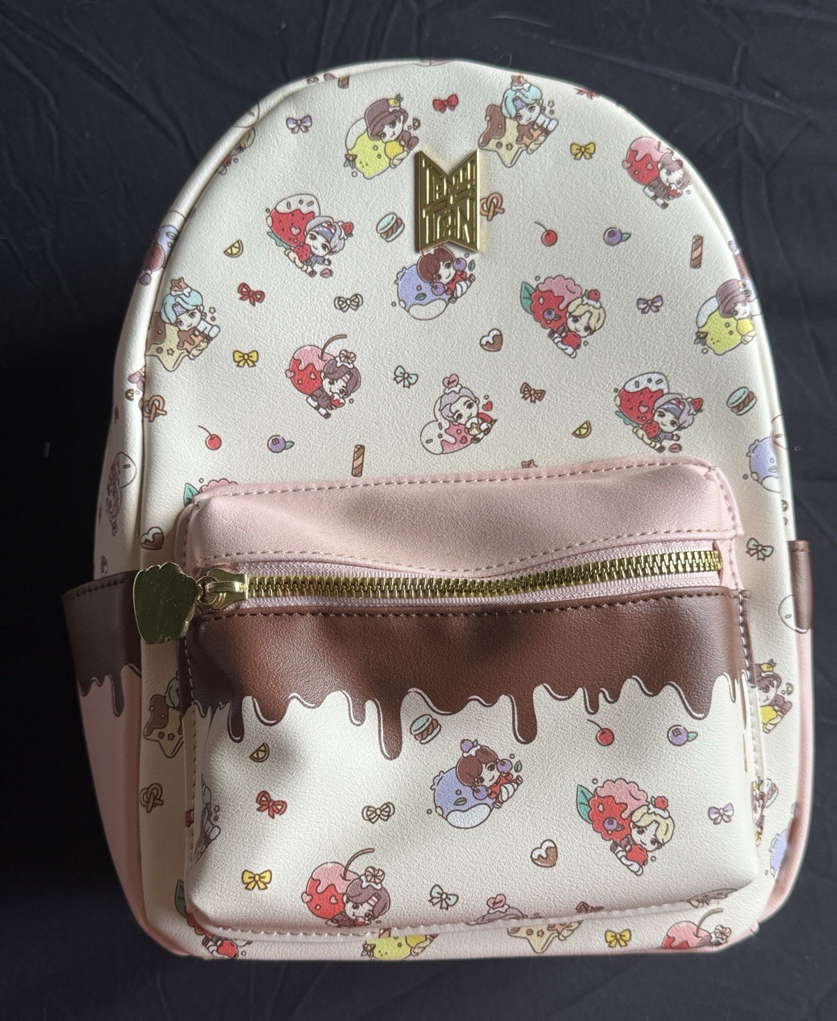 TinyTan Sweet Time Mini Faux Leather Backpack Zip, Multicolor