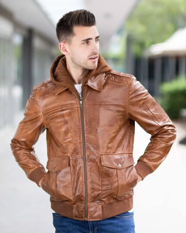 Handmade Light Brown Genuine Leather Jacket Casual Everyday Wear XS to 2XL