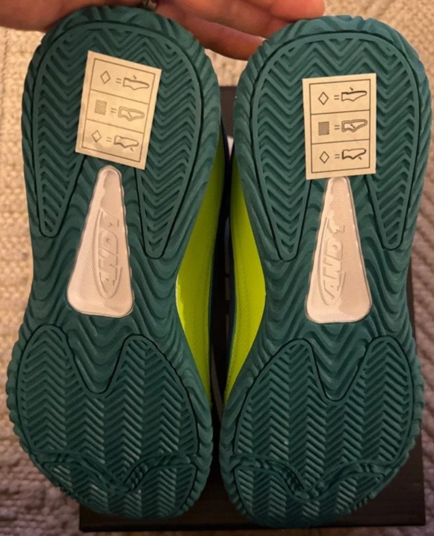 And 1 Mens Sneakers- Pulse 2.0 TPR -Neon Green- Navy & Teal High-Top -NWB