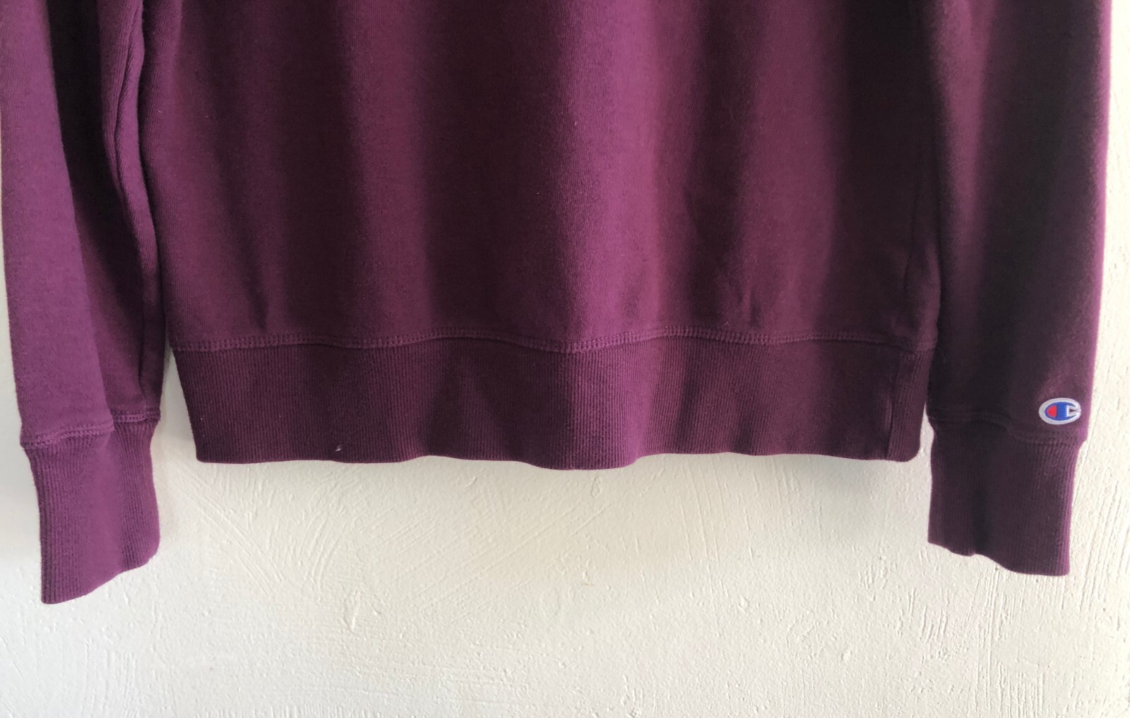 vtg Champion Mock Neck Sweatshirt Sz S Dark Magenta Cotton Blend Crop LOGO