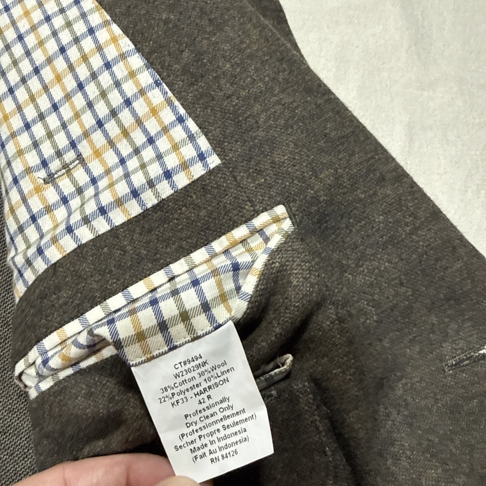 Kroon Wool Cotton Linen Blazer Jacket Mens 42 Brown Single Vent Unstructured