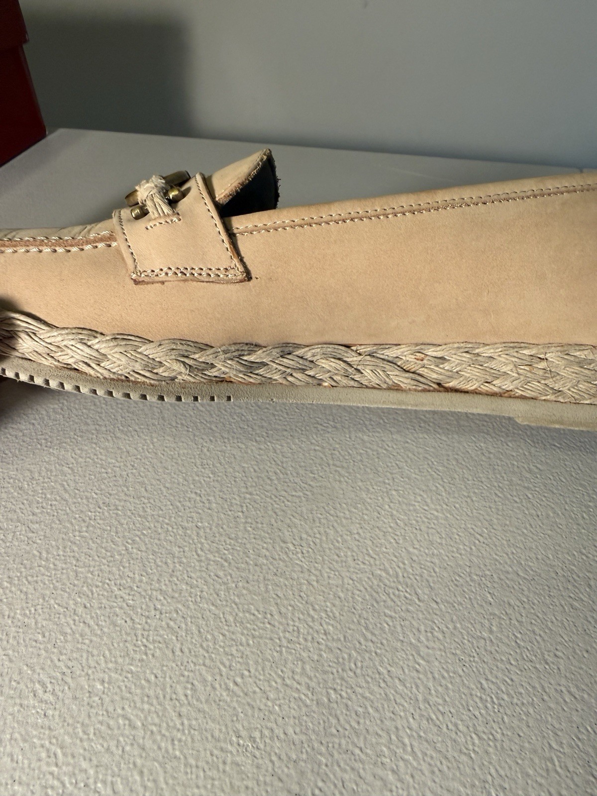 Salvatore Ferragamo Beige Nude Leather Loafers Classic Gancini Horsebit Size 9.5