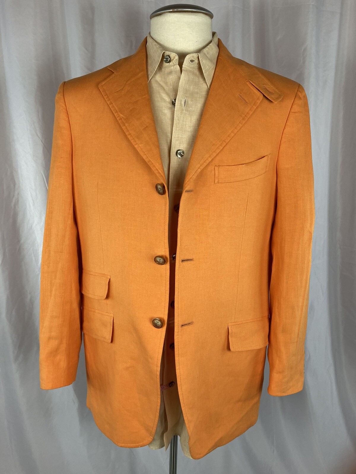 Etro Blazer Orange 50 3 button D Vent 100% Lino Italy