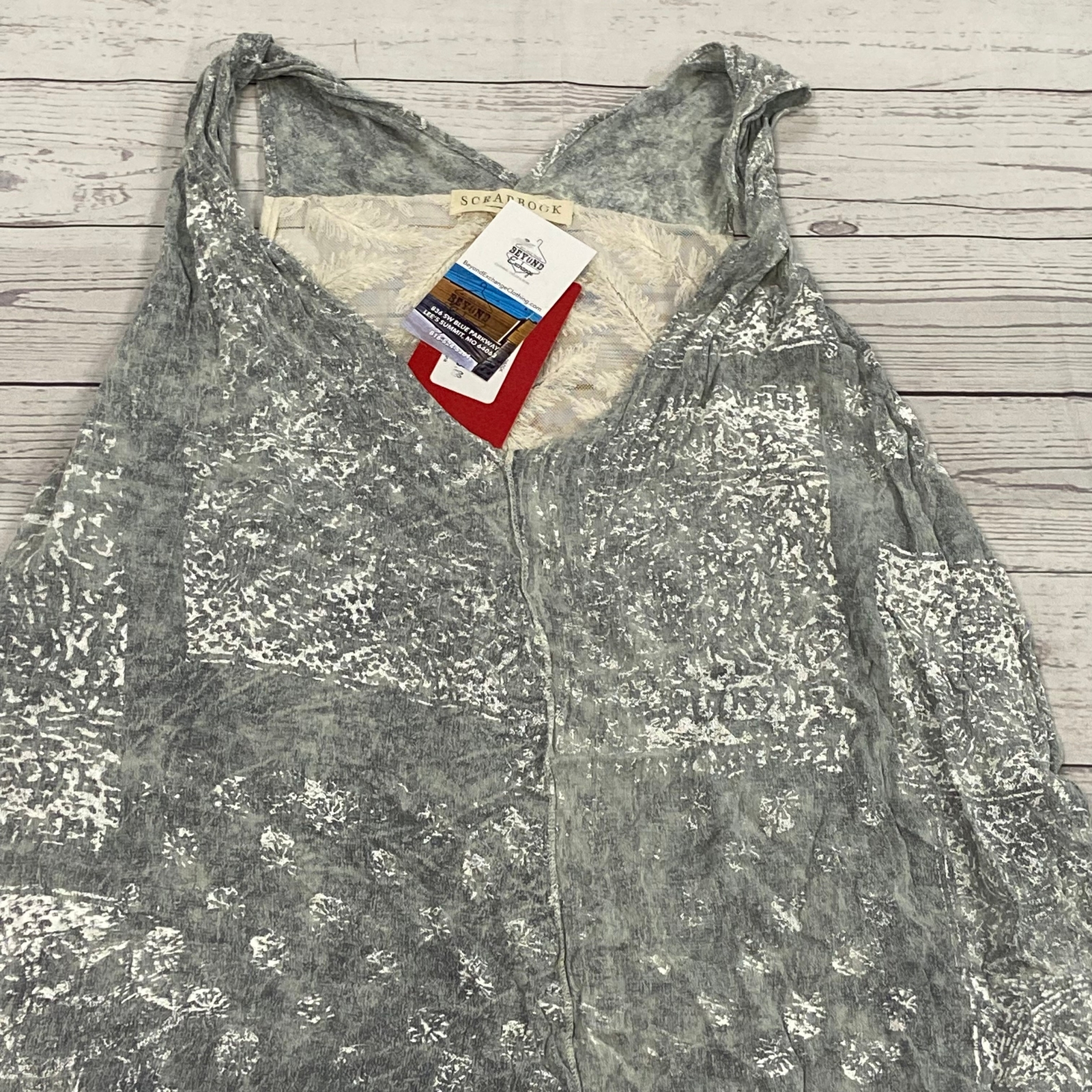 Scrapbook Boutique Stone Gray Twisted Tank Top Tunic Women Size L NEW Made In US