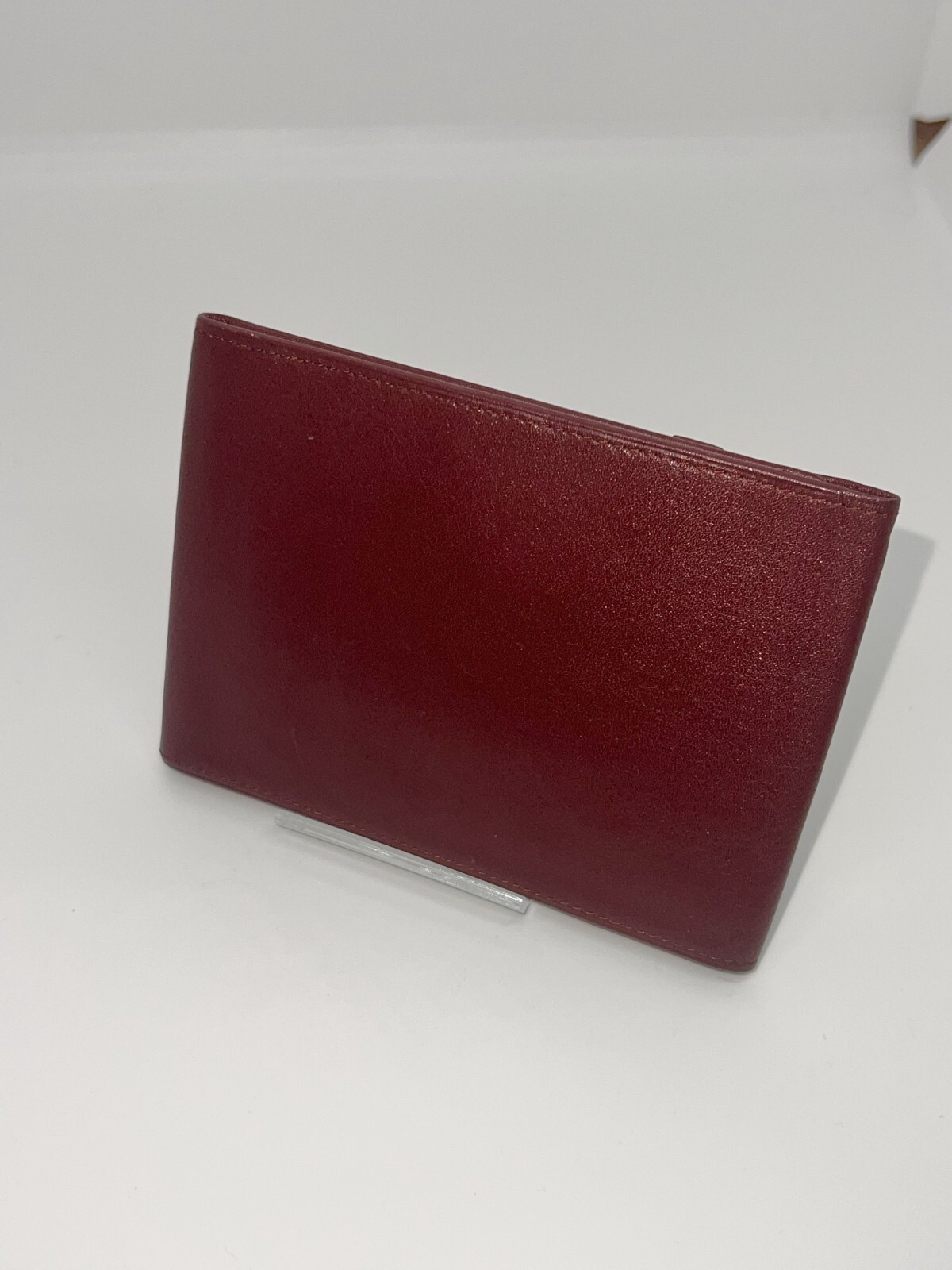Authentic Cartier Wallet Purse Bordeaux Must Leather Red 14cm 10cm No Box Japan
