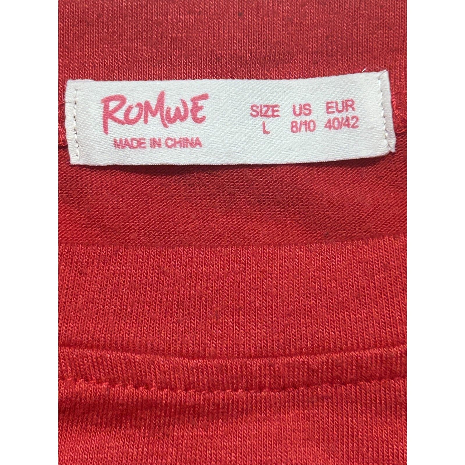 Y2K Halloween Romwe Red Skeleton Pocket Graphic Cropped Tee L