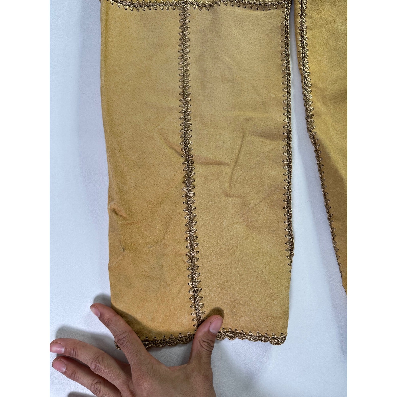 SMH Vintage Y2K Sz 14 30″ Waist Suede Patchwork Western Leather Pants Boho Flare
