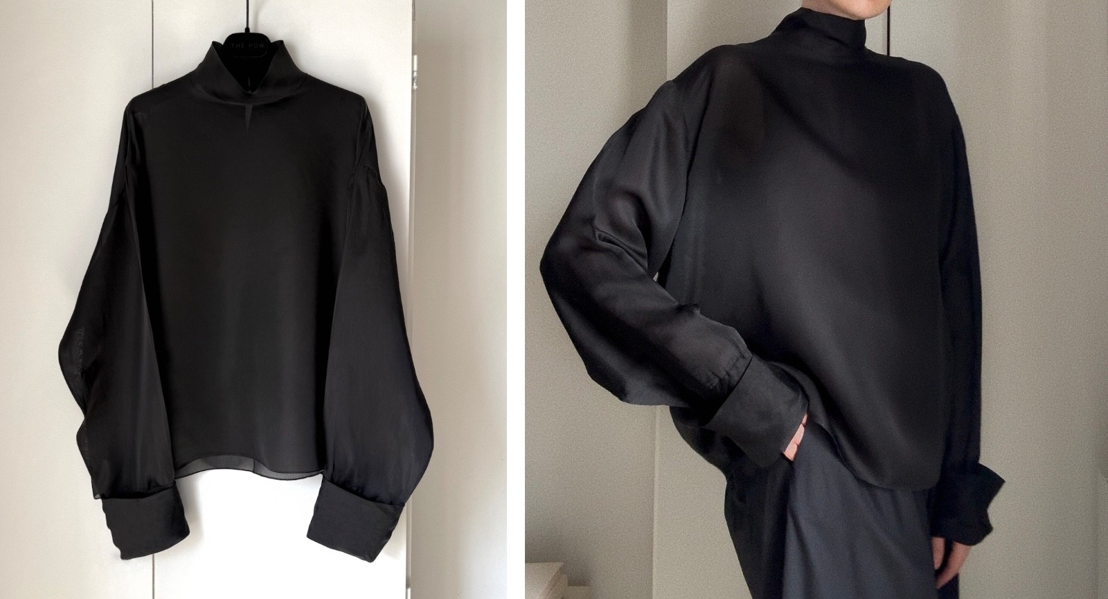 The Row / Karlee Loose-Fit Silk Organza High Neck Blouse