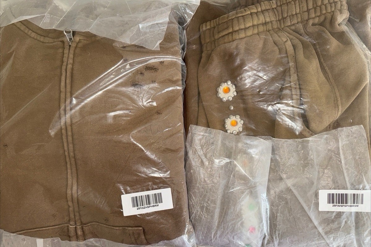 BRAVE STUDIOS Brown Sapphire Zip Hoodie Size Medium + Baggy Sweatpants Size S/M