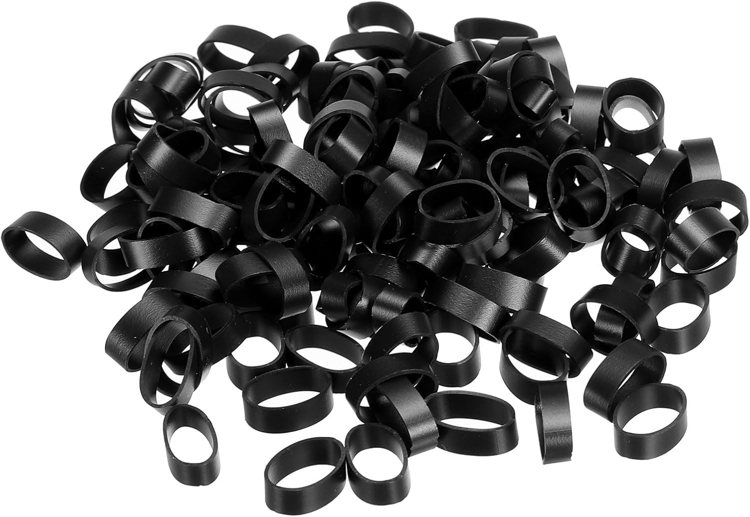 Silicone Rubber Bands Cable Ties 50Pcs Non-Slip 5/8″ Flat Black