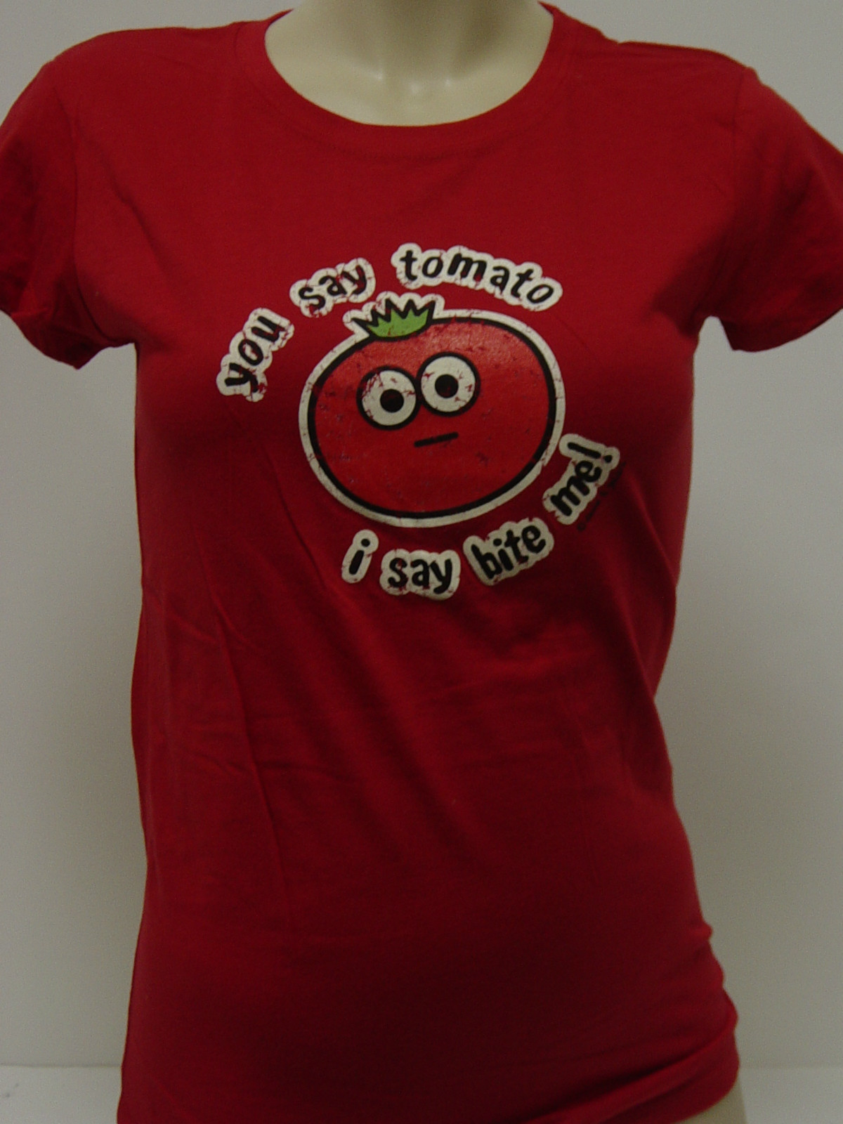 Womens Juniors David & Goliath You Say Tomato, I Say Bite Me Red Tee T-Shirt