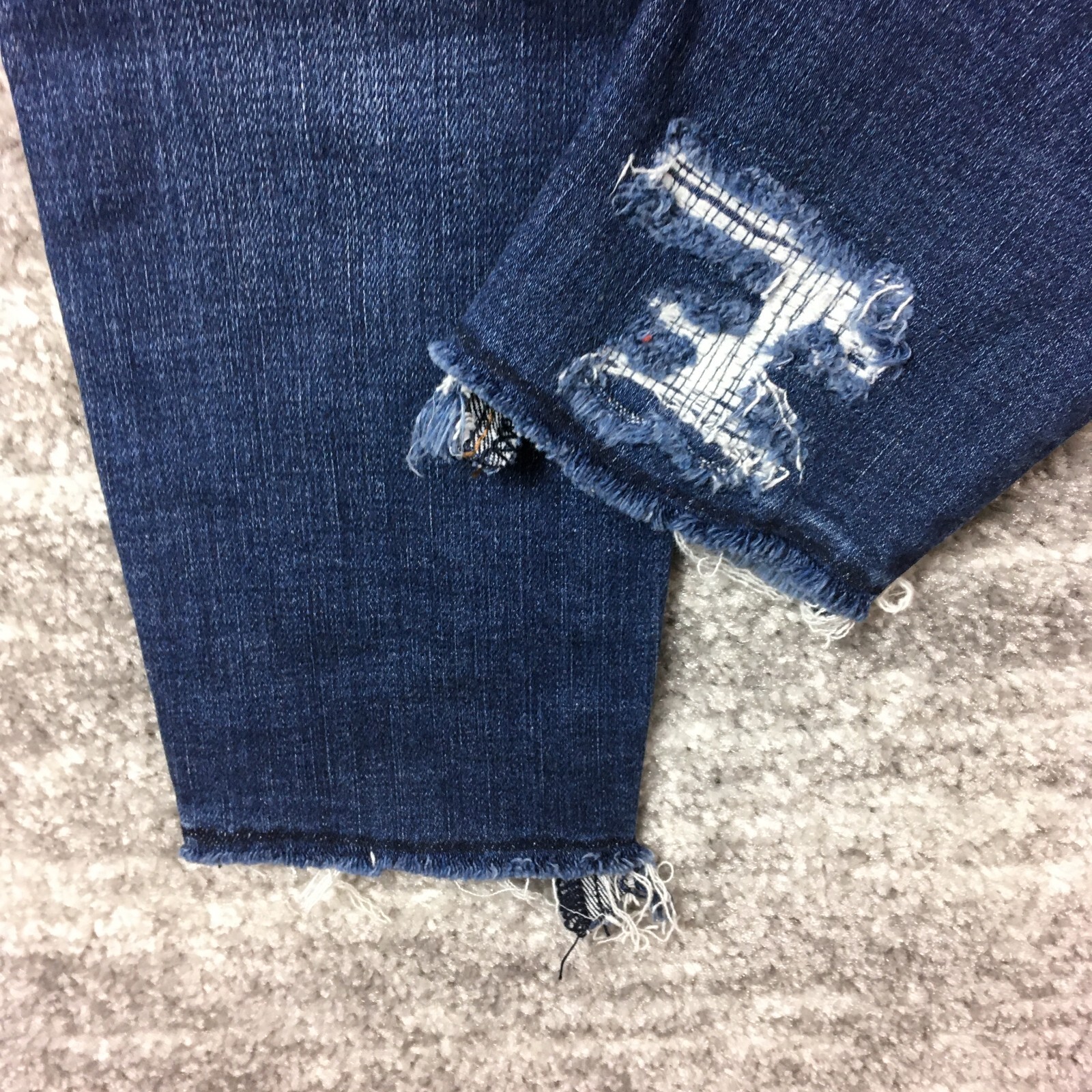 American Eagle Jeans Womens 4 Super Hi-Rise Jegging Distressed Raw Hem Blue