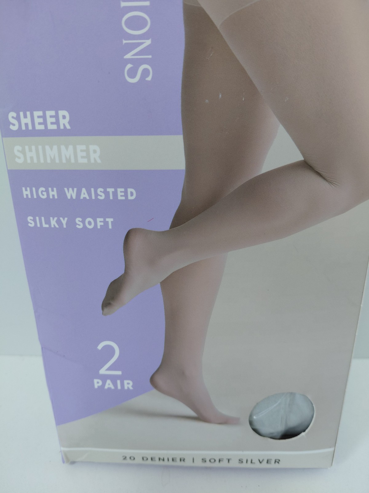 2 Pair Silk Impressions Silky Soft Silver Sheer Shimmer 20 Denier Pantyhose XXXL