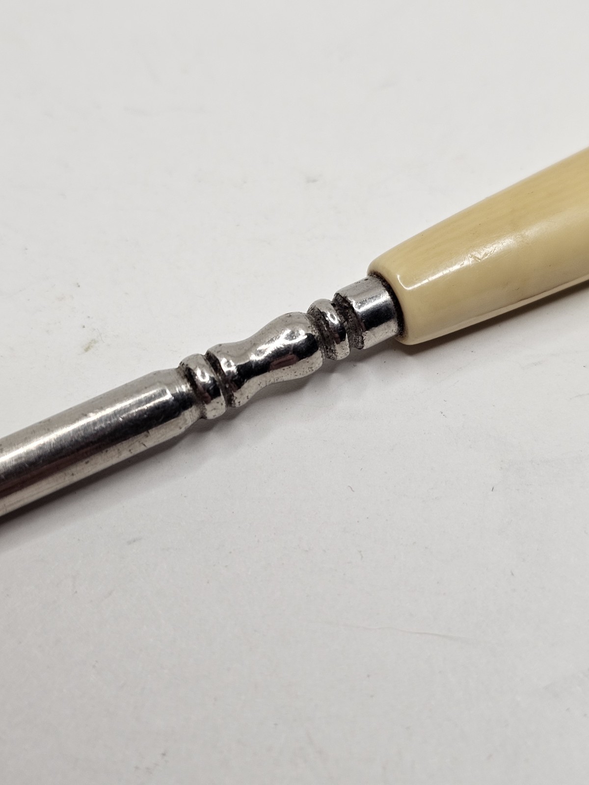 Vintage Shoe / Boot Button Hook with French Ivory (Celluloid) Handle
