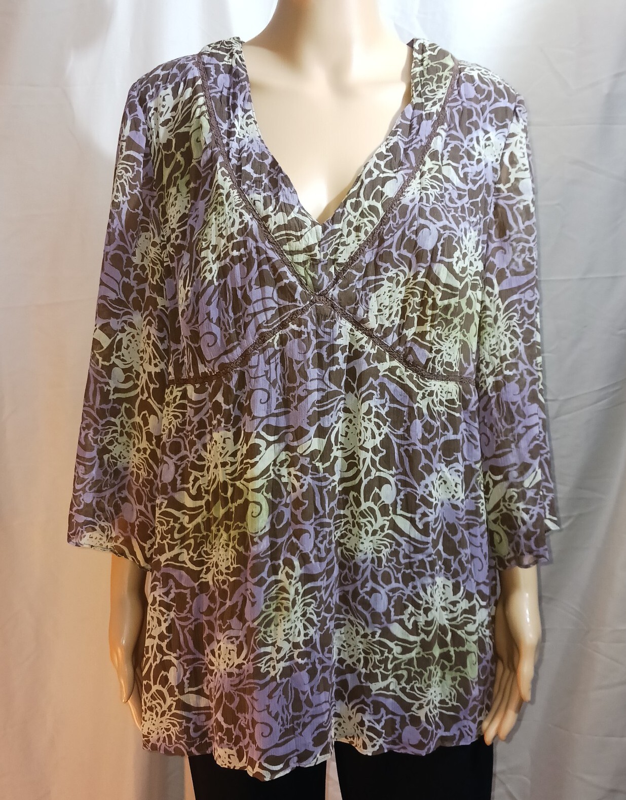 Axcess Blouse Women’s Size 1 Multicolor 3/4 Sleeve by Liz Claiborne EUC