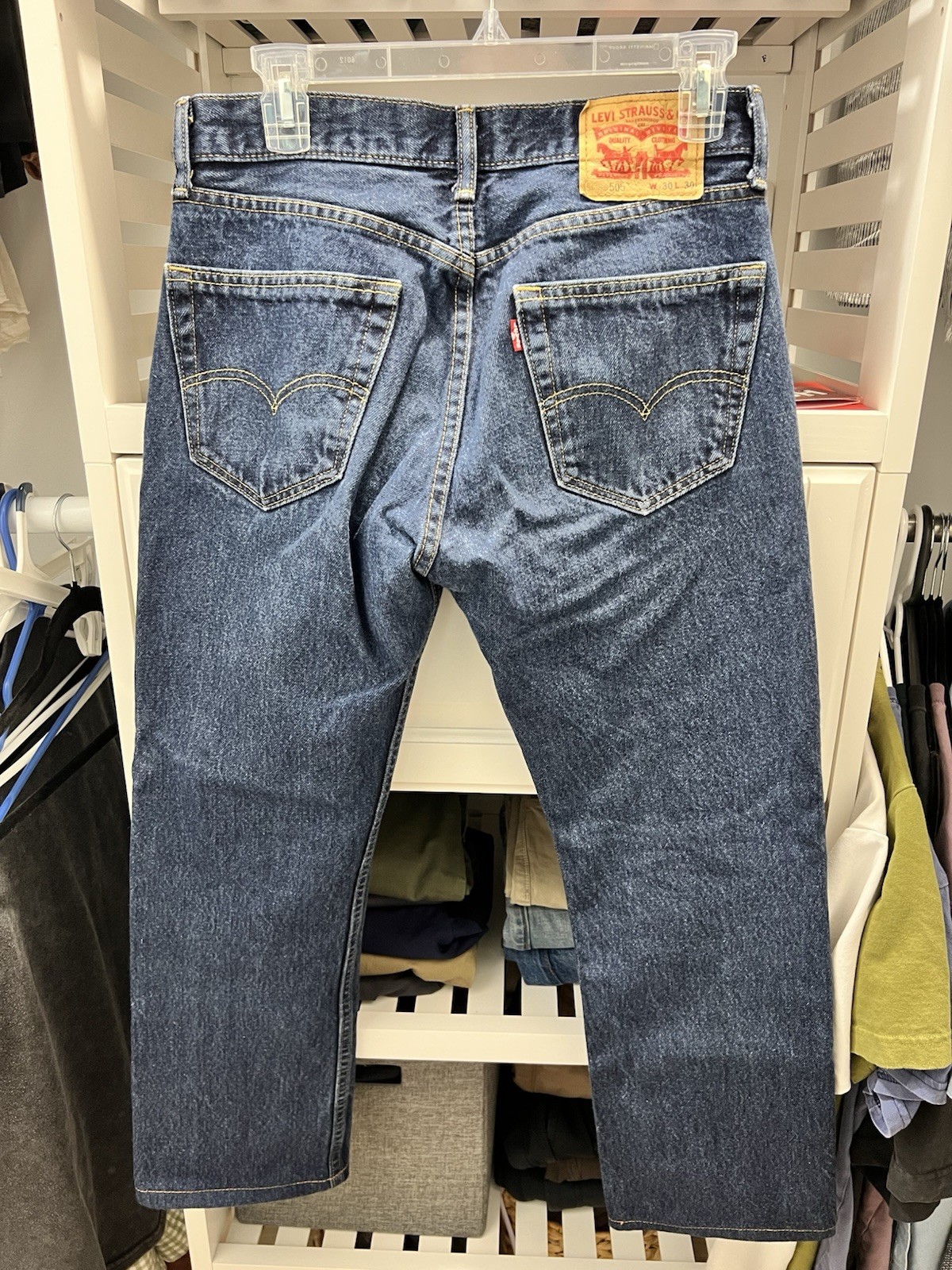 Levi’s 505 Series Men’s Blue Denim Straight Fit Mid Rise Jeans Dark Wash 30×26