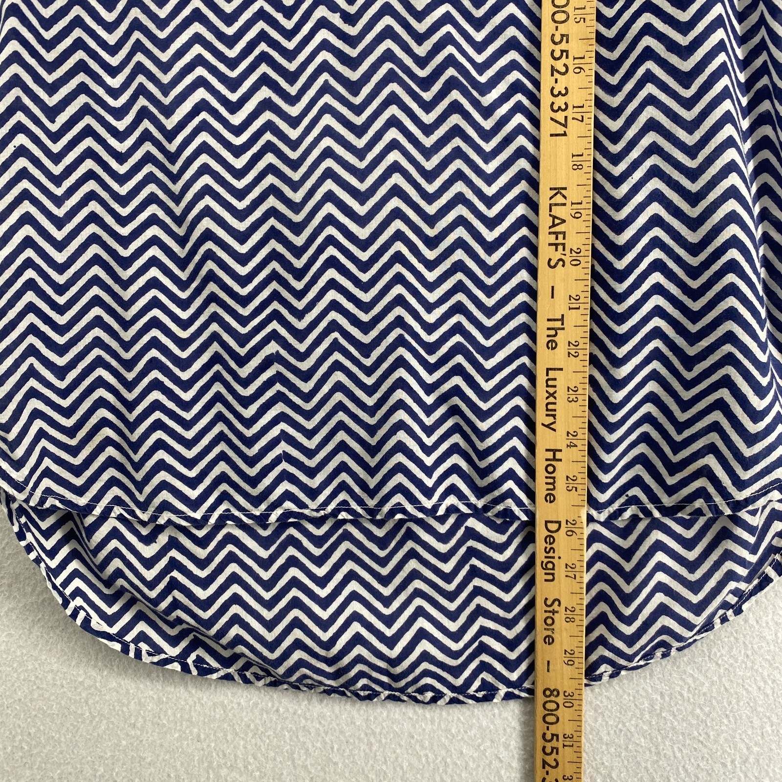 YALA Tunic Womens S Organic Cotton Chevron Sleeveless Shirt Button Up Blue India