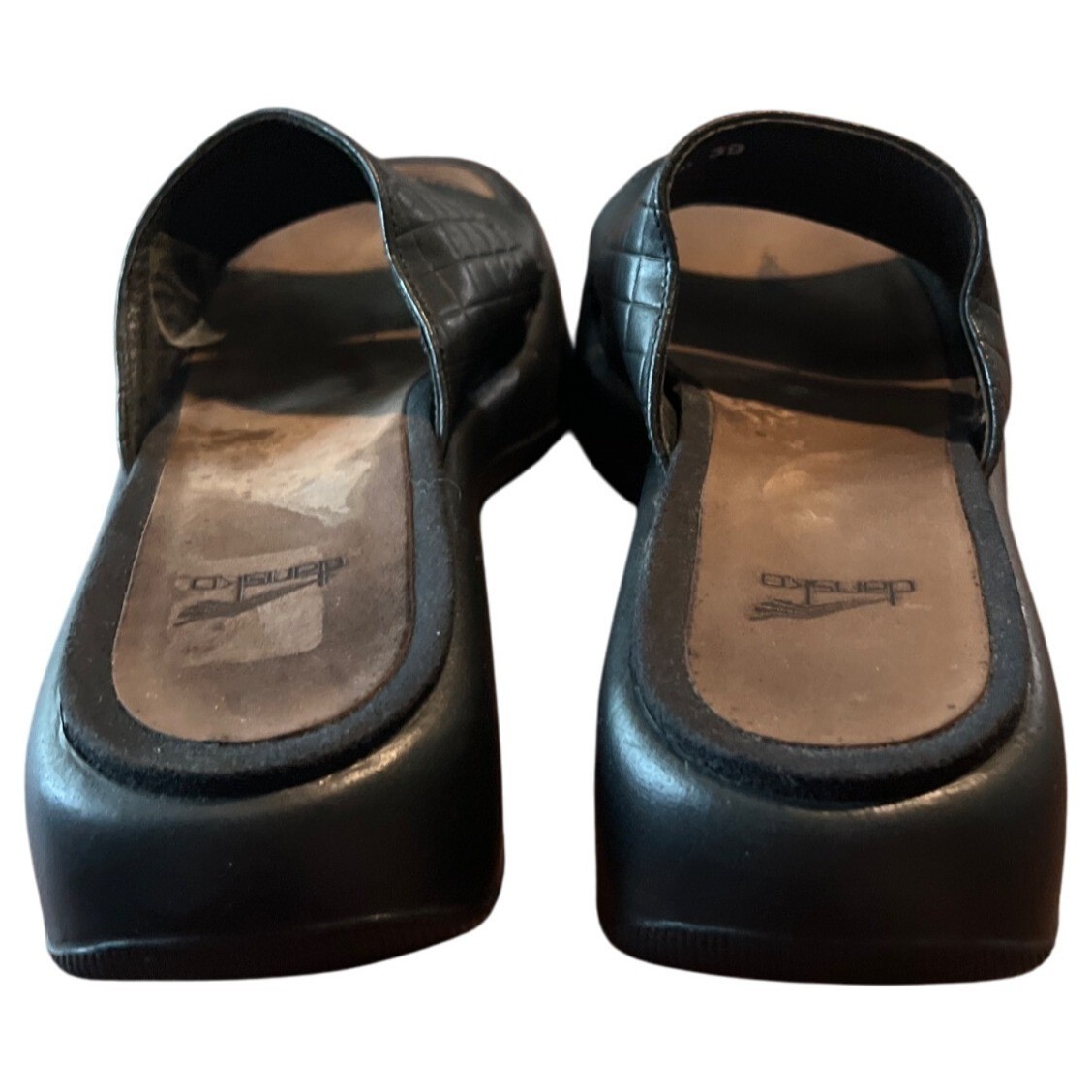 DANSKO Quilted Double Strap Leather Slip On Comfort Slide Wedge Sandal 8.5-9