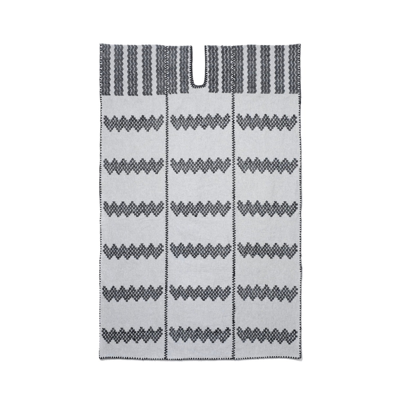 Pippa Holt No 212 Handwoven Cotton Three Panel Kaftan Grey Black One Size Beach