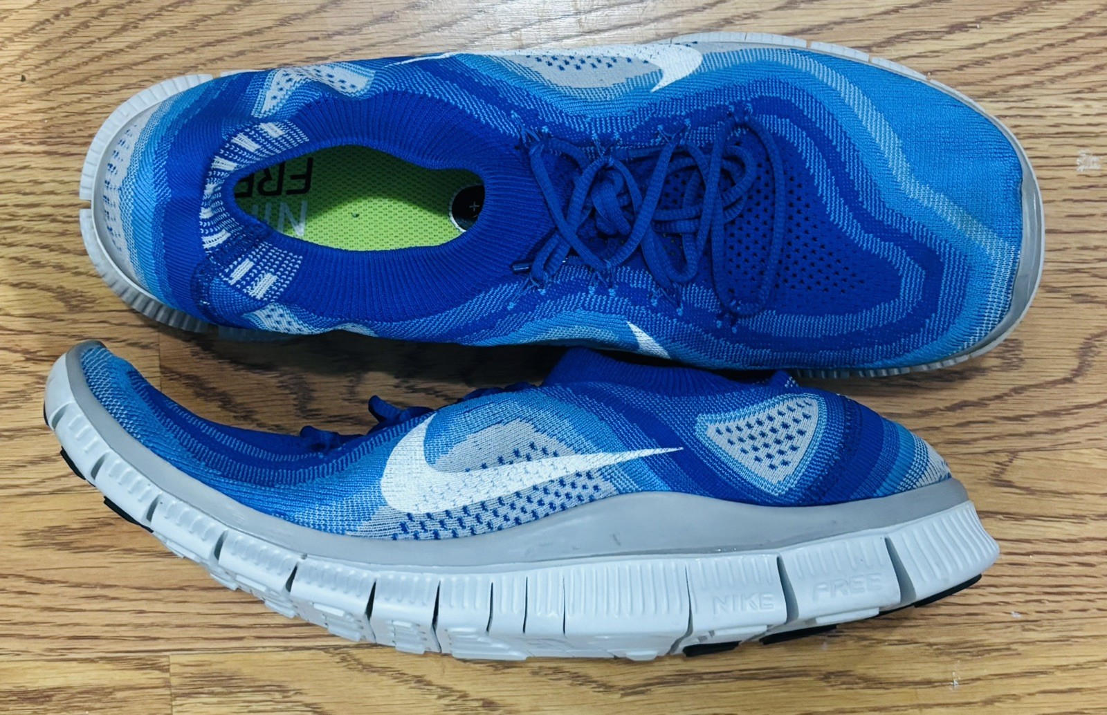Nike Flyknit Free 5.0 Wolf Grey Game Royal Blue White Size US 15 615805-414 2013