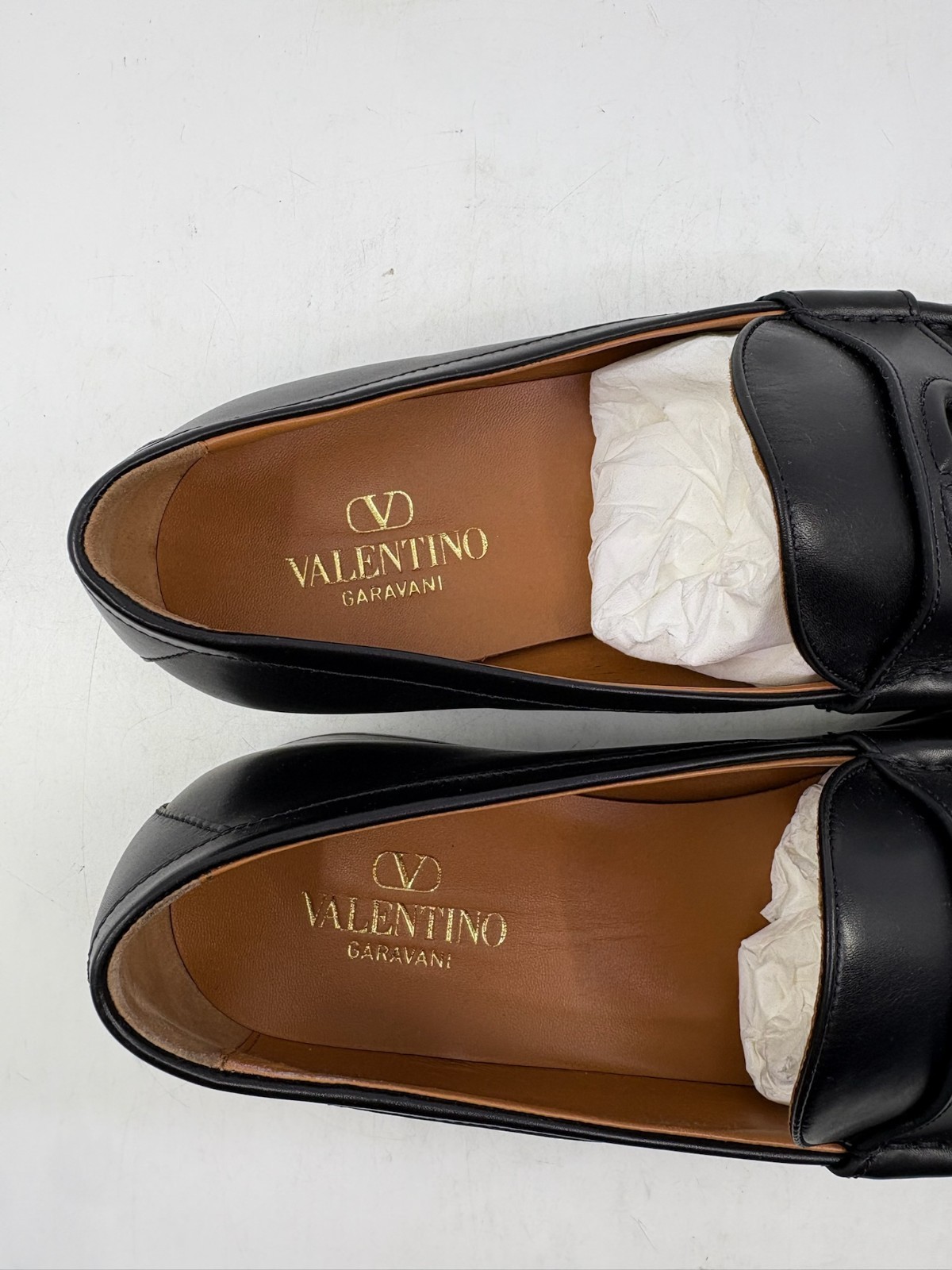 NIB Valentino Garavani Vlogo Penny Loafer Shoes Leather Black Mens EU 42/ US 9