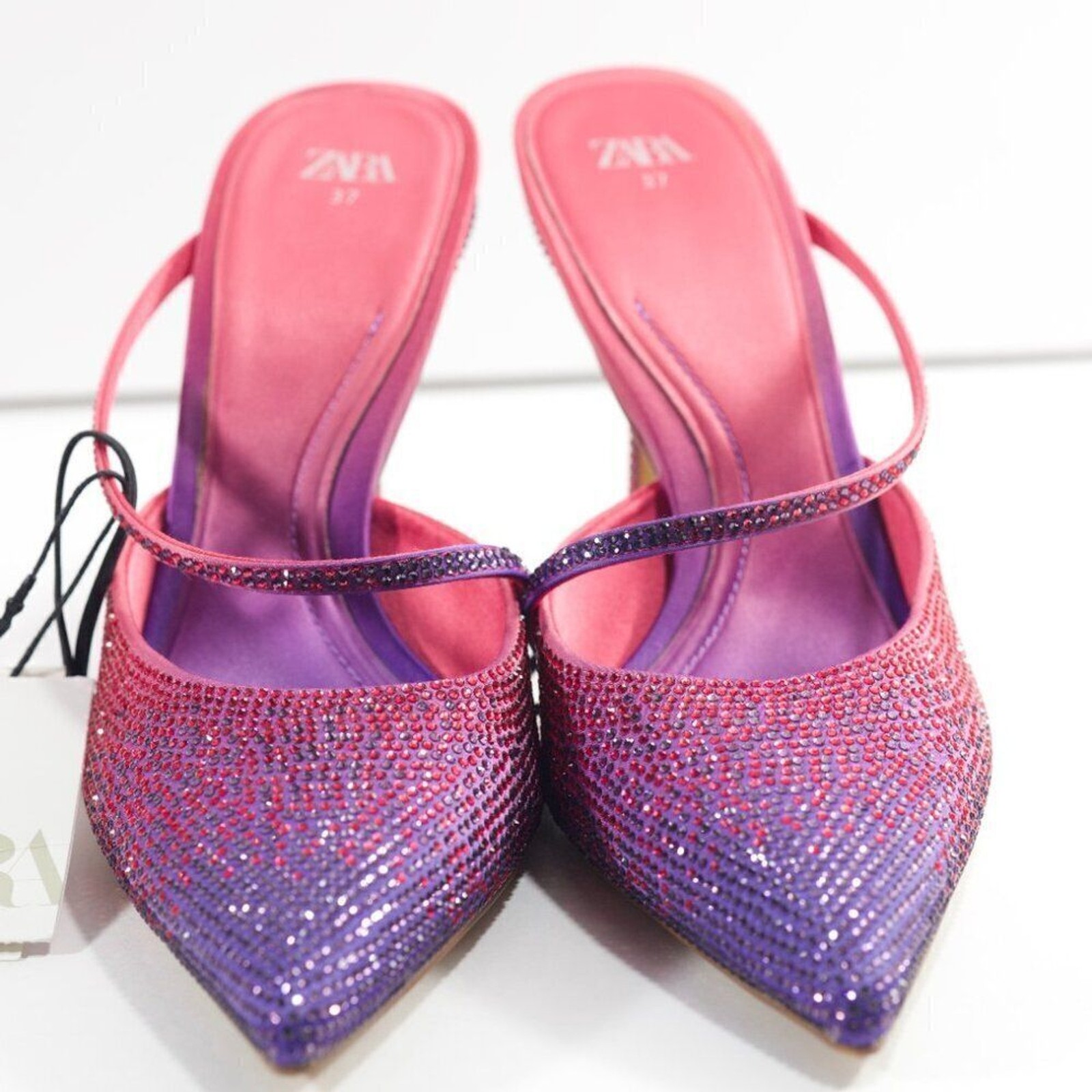 ZARA RHINESTONE HEELED MULES