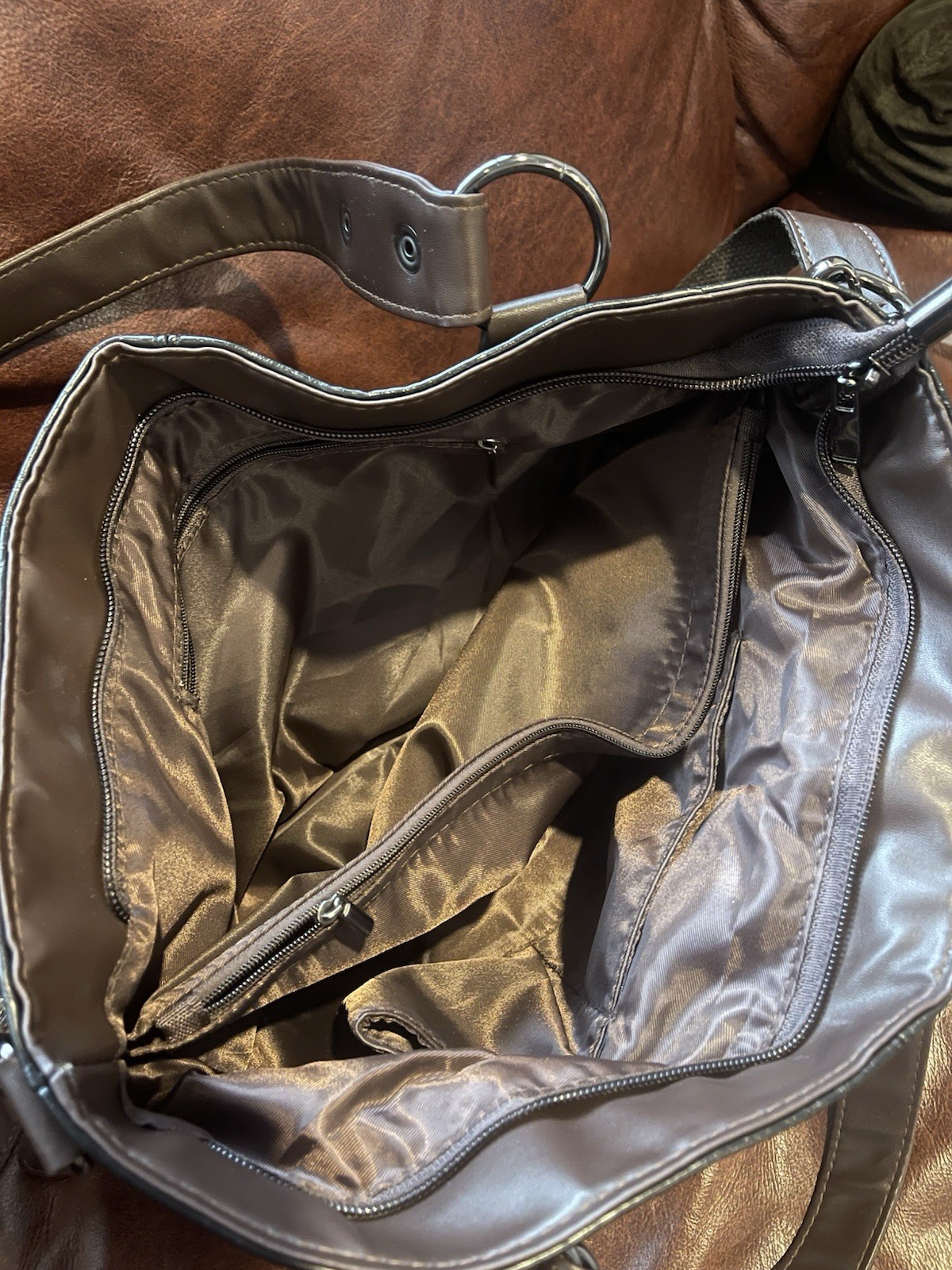 G.B. Black Satchel Top Handle Bag, Detachable Strap, Silver Hardware, Zip