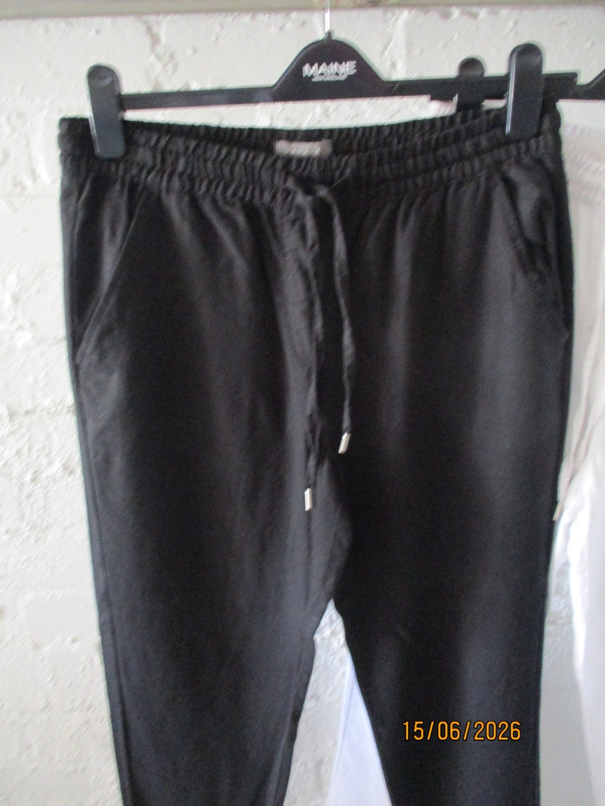 2 pairs Matalan linen mix white and black trousers size 12 (big for size) USED
