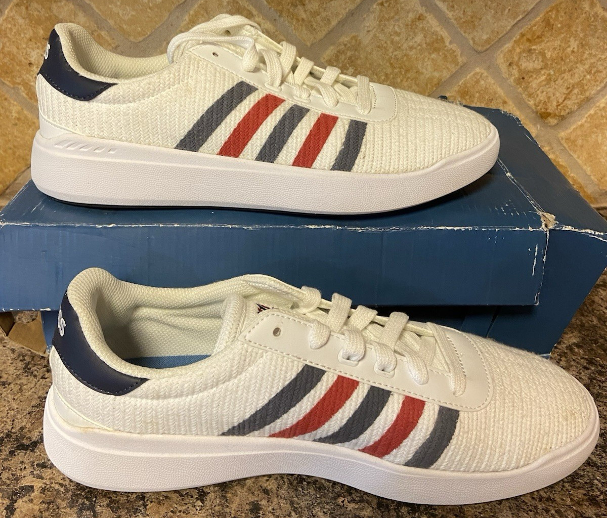 Men’s size 9.5 HERITAGE LIGHT K-SWISS RETRO KNITTED sneakers Red White Blue new