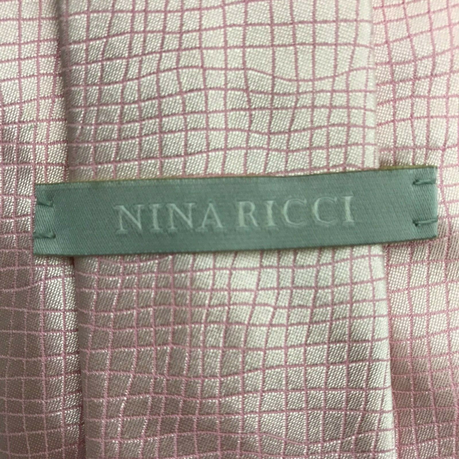 NINA RICCI 58L Mens Silk Necktie Pink Solid Patterned Tie – Made in Italy